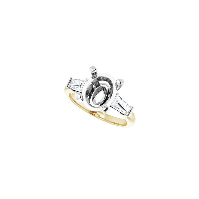 14K Yellow/White Gold 11x9 mm Oval 1/2 CTW Lab-Grown Diamond Semi-Set Engagement Ring