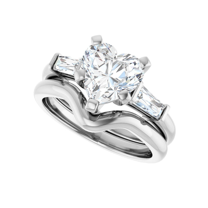 Platinum 8x8 mm Heart 1/3 CTW Lab-Grown Diamond Semi-Set Engagement Ring