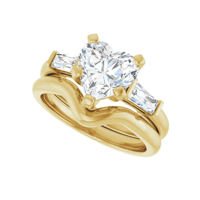 14K Yellow Gold 8x8 mm Heart 1/3 CTW Lab-Grown Diamond Semi-Set Engagement Ring