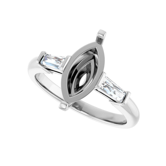Platinum 12x6 mm Marquise 1/5 CTW Lab-Grown Diamond Semi-Set Engagement Ring
