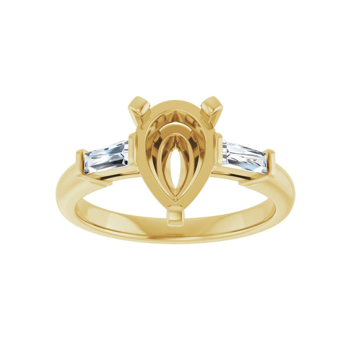 14K Yellow Gold 10x7 mm Pear 1/5 CTW Lab-Grown Diamond Semi-Set Engagement Ring