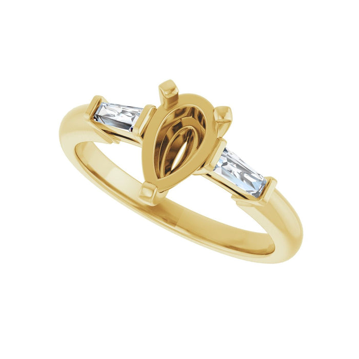 14K Yellow Gold 8x5 mm Pear 1/5 CTW Lab-Grown Diamond Semi-Set Engagement Ring