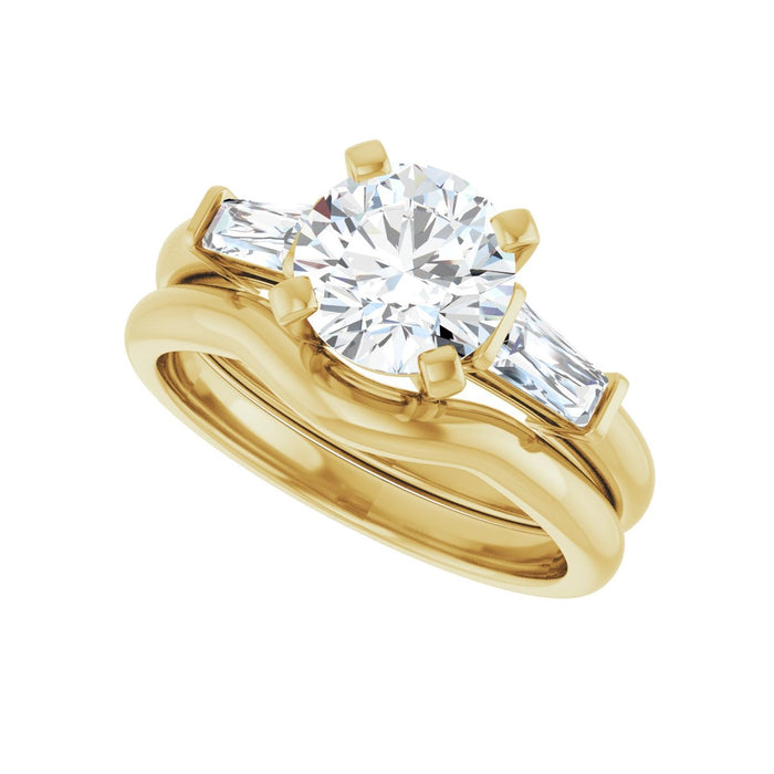 14K Yellow Gold 7.4 mm Round 1/3 CTW Lab-Grown Diamond Semi-Set Engagement Ring