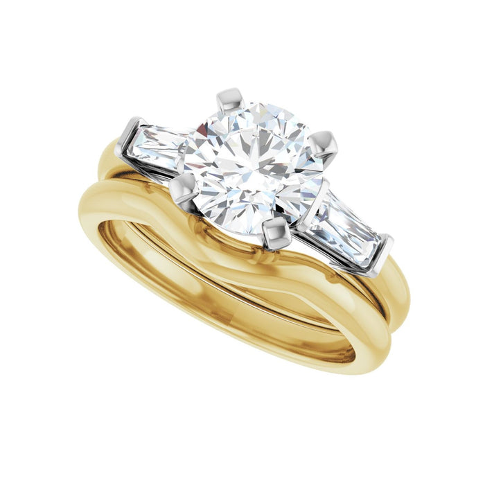 14K Yellow/White Gold 7.4 mm Round 1/3 CTW Lab-Grown Diamond Semi-Set Engagement Ring