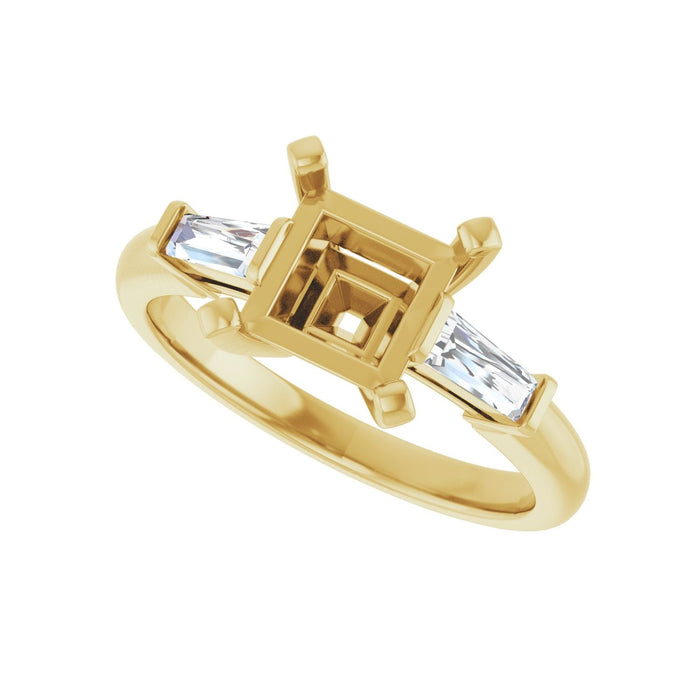 14K Yellow Gold 6.5x6.5 mm Square 1/5 CTW Lab-Grown Diamond Semi-Set Engagement Ring