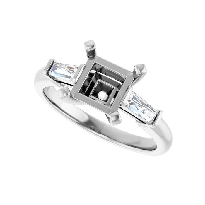 Platinum 6.5x6.5 mm Square 1/5 CTW Lab-Grown Diamond Semi-Set Engagement Ring