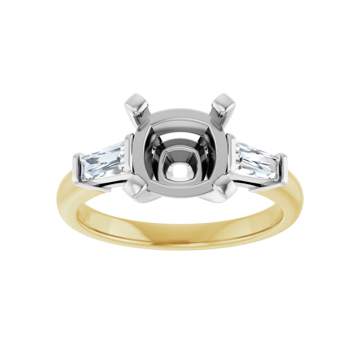 14K Yellow/White Gold 8x8 mm Cushion 1/3 CTW Lab-Grown Diamond Semi-Set Engagement Ring