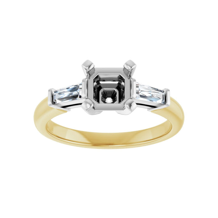 14K Yellow/White Gold 6x6 mm Asscher 1/5 CTW Lab-Grown Diamond Semi-Set Engagement Ring