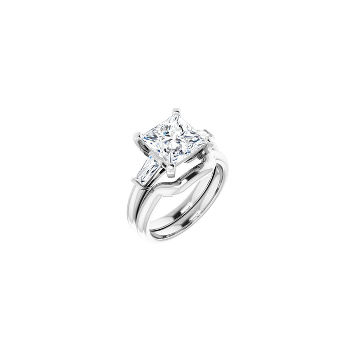 Platinum 8x8 mm Square 1/3 CTW Lab-Grown Diamond Semi-Set Engagement Ring