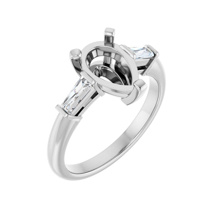 14K White Gold 10x7 mm Pear 1/5 CTW Lab-Grown Diamond Semi-Set Engagement Ring