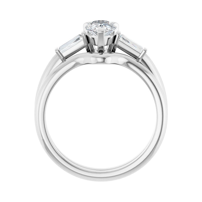 14K White Gold 8x5 mm Pear 1/5 CTW Lab-Grown Diamond Semi-Set Engagement Ring
