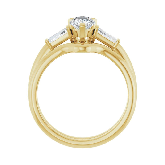14K Yellow Gold 8x5 mm Pear 1/5 CTW Lab-Grown Diamond Semi-Set Engagement Ring