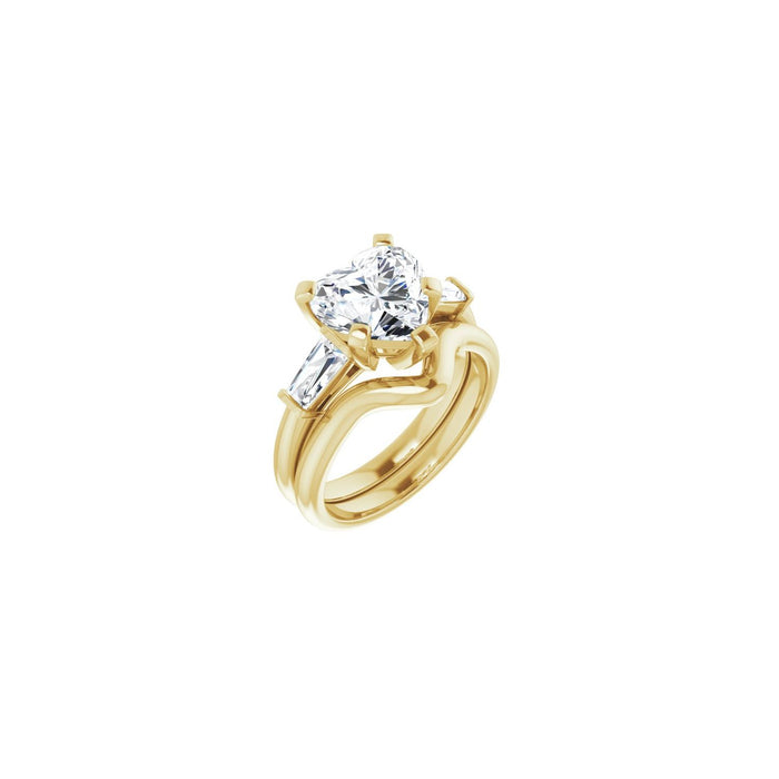14K Yellow Gold 9x9 mm Heart 1/2 CTW Lab-Grown Diamond Semi-Set Engagement Ring