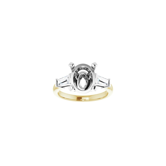 14K Yellow/White Gold 11x9 mm Oval 1/2 CTW Lab-Grown Diamond Semi-Set Engagement Ring