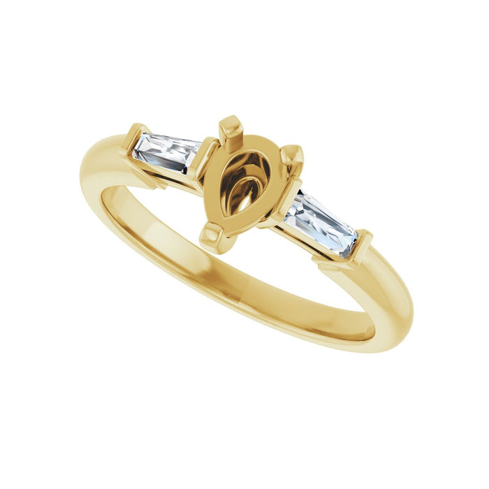 14K Yellow Gold 6x4 mm Pear 1/5 CTW Lab-Grown Diamond Semi-Set Engagement Ring