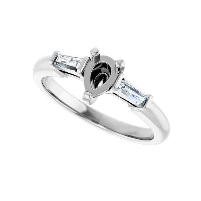 14K White Gold 6x4 mm Pear 1/5 CTW Lab-Grown Diamond Semi-Set Engagement Ring