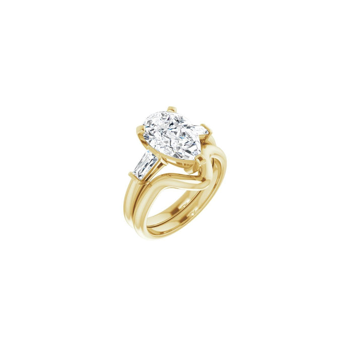 14K Yellow Gold 12x8 mm Pear 1/3 CTW Lab-Grown Diamond Semi-Set Engagement Ring