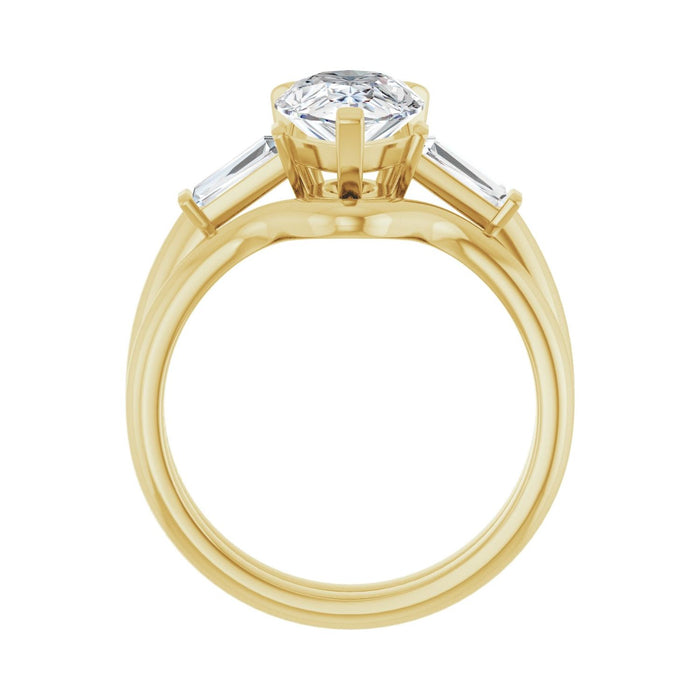 14K Yellow Gold 10x7 mm Pear 1/5 CTW Lab-Grown Diamond Semi-Set Engagement Ring