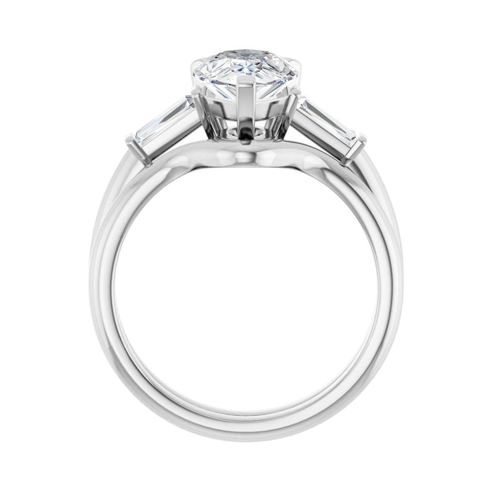14K White Gold 10x7 mm Pear 1/5 CTW Lab-Grown Diamond Semi-Set Engagement Ring