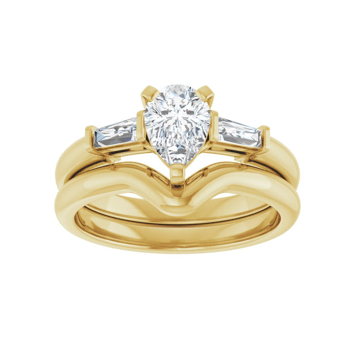 14K Yellow Gold 7x5 mm Pear 1/5 CTW Lab-Grown Diamond Semi-Set Engagement Ring