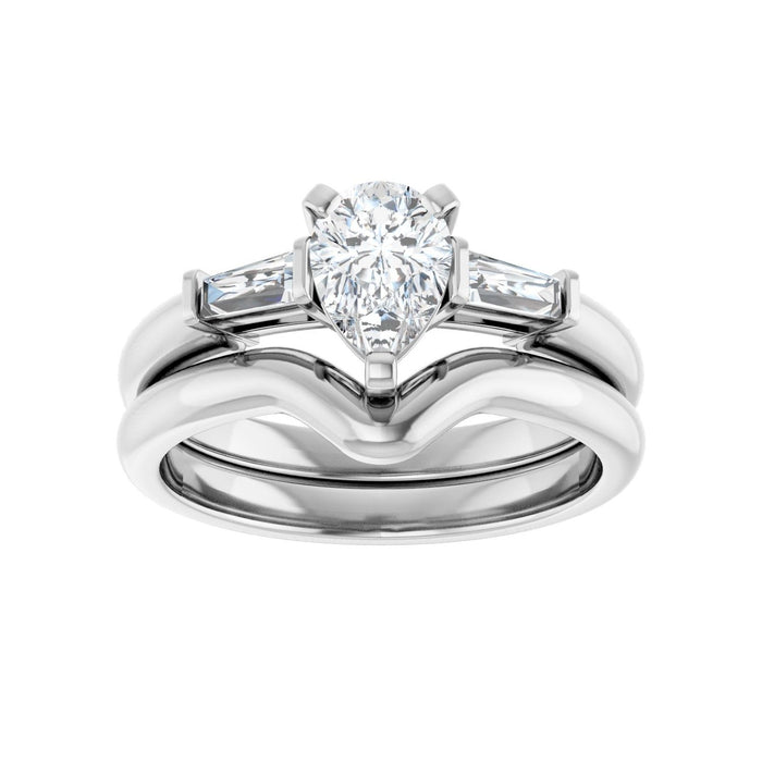 14K White Gold 7x5 mm Pear 1/5 CTW Lab-Grown Diamond Semi-Set Engagement Ring
