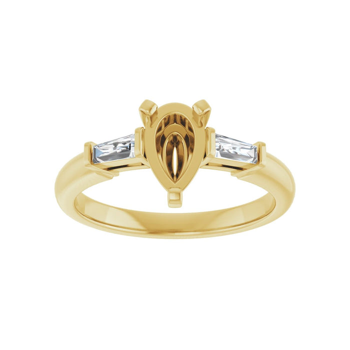 14K Yellow Gold 8x5 mm Pear 1/5 CTW Lab-Grown Diamond Semi-Set Engagement Ring