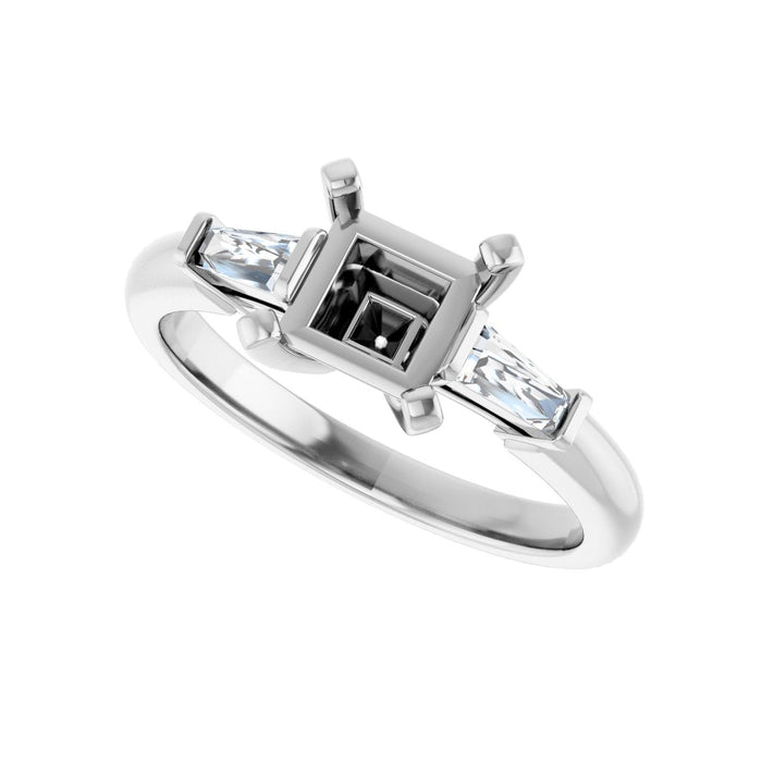 14K White Gold 5.5x5.5 mm Square 1/4 CTW Lab-Grown Diamond Semi-Set Engagement Ring