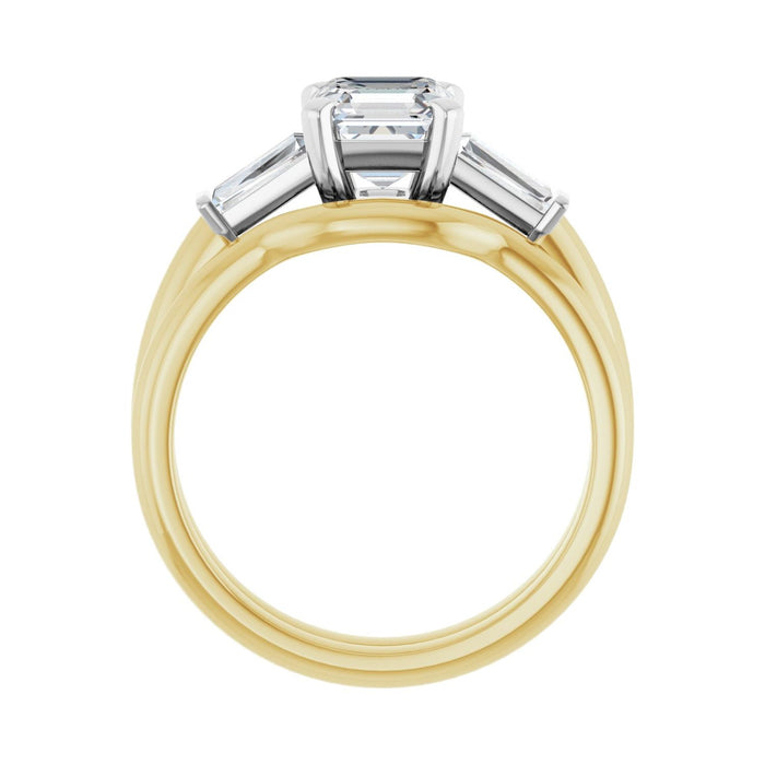 14K Yellow/White Gold 6x6 mm Asscher 1/5 CTW Lab-Grown Diamond Semi-Set Engagement Ring