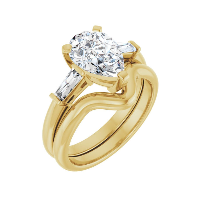 14K Yellow Gold 10x7 mm Pear 1/5 CTW Lab-Grown Diamond Semi-Set Engagement Ring