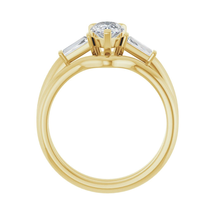 14K Yellow Gold 7x5 mm Pear 1/5 CTW Lab-Grown Diamond Semi-Set Engagement Ring
