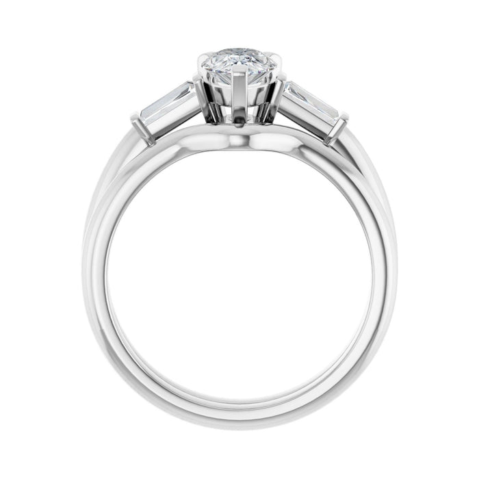 Platinum 7x5 mm Pear 1/5 CTW Lab-Grown Diamond Semi-Set Engagement Ring