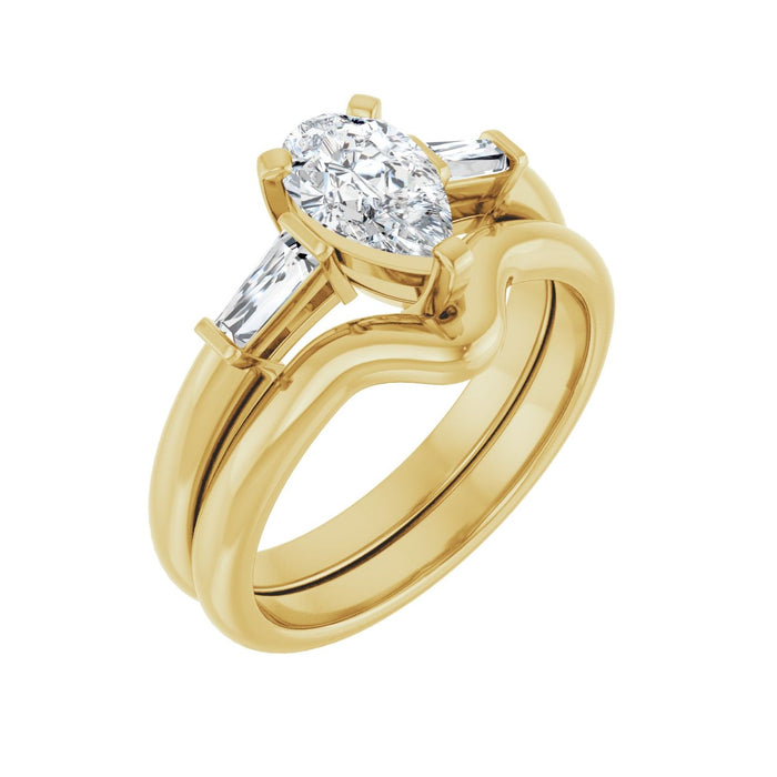 14K Yellow Gold 8x5 mm Pear 1/5 CTW Lab-Grown Diamond Semi-Set Engagement Ring