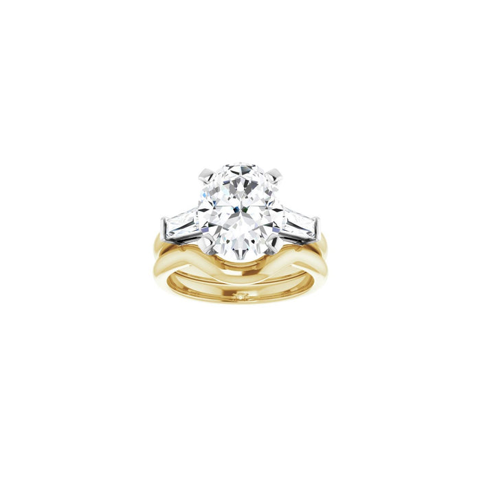 14K Yellow/White Gold 11x9 mm Oval 1/2 CTW Lab-Grown Diamond Semi-Set Engagement Ring
