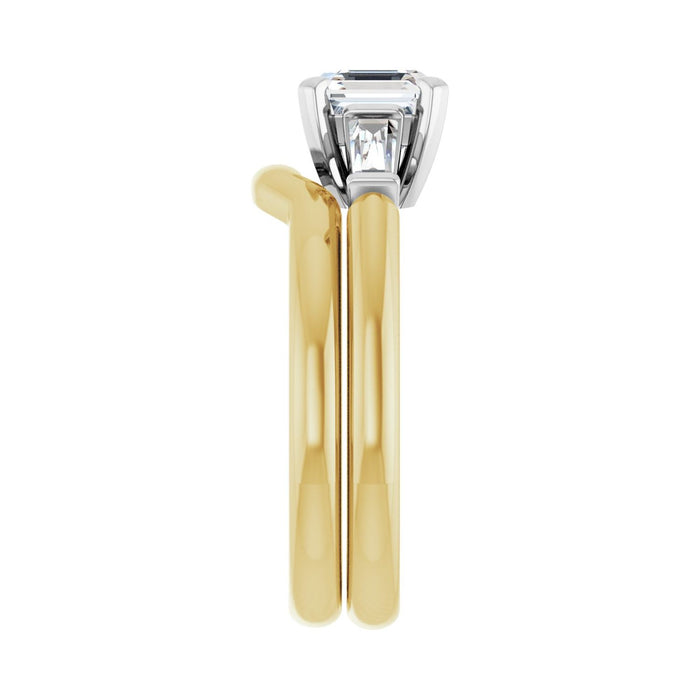 14K Yellow/White Gold 6x6 mm Asscher 1/5 CTW Lab-Grown Diamond Semi-Set Engagement Ring