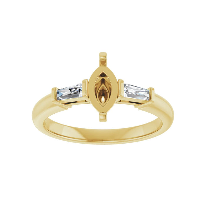 14K Yellow Gold 8x4 mm Marquise 1/5 CTW Lab-Grown Diamond Semi-Set Engagement Ring