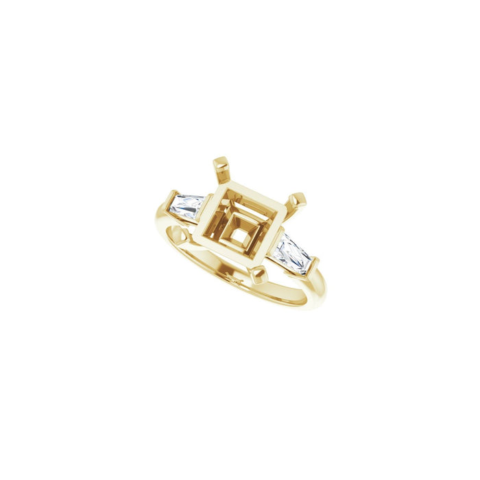 14K Yellow Gold 8x8 mm Square 1/3 CTW Lab-Grown Diamond Semi-Set Engagement Ring