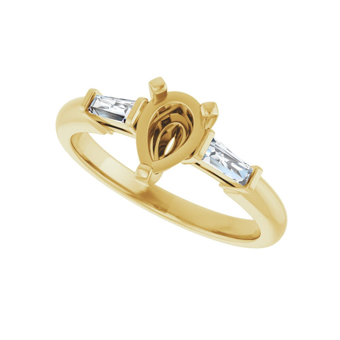 14K Yellow Gold 7x5 mm Pear 1/5 CTW Lab-Grown Diamond Semi-Set Engagement Ring