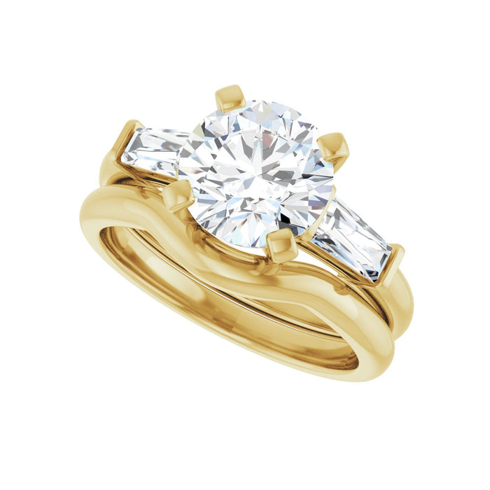 14K Yellow Gold 8.2 mm Round 1/2 CTW Lab-Grown Diamond Semi-Set Engagement Ring
