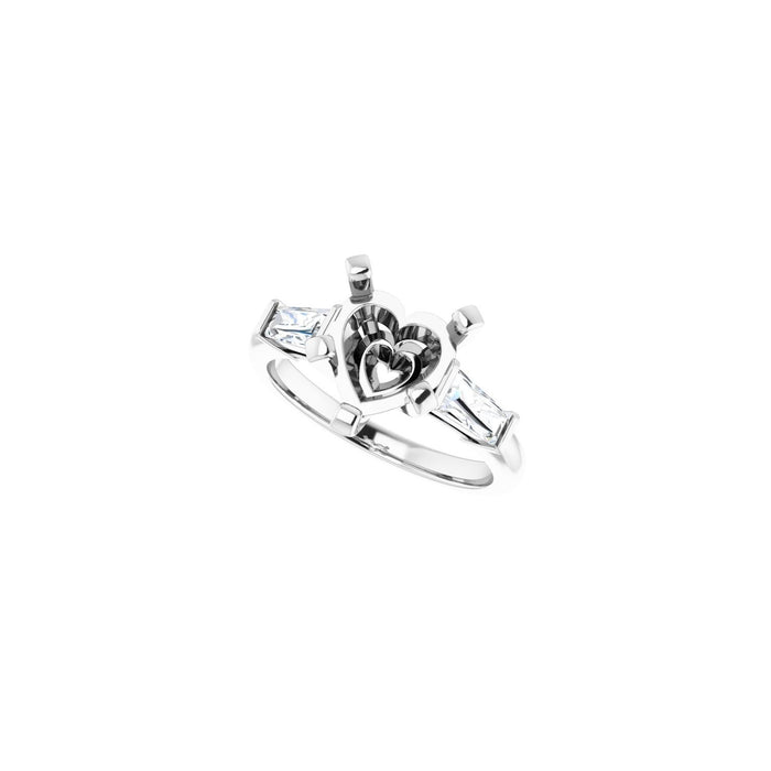 Platinum 9x9 mm Heart 1/2 CTW Lab-Grown Diamond Semi-Set Engagement Ring