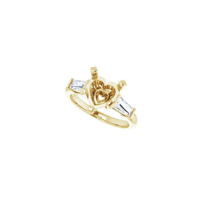 14K Yellow Gold 9x9 mm Heart 1/2 CTW Lab-Grown Diamond Semi-Set Engagement Ring