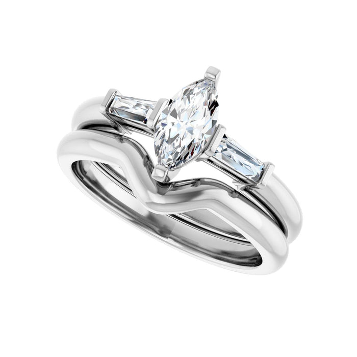14K White Gold 8x4 mm Marquise 1/5 CTW Lab-Grown Diamond Semi-Set Engagement Ring