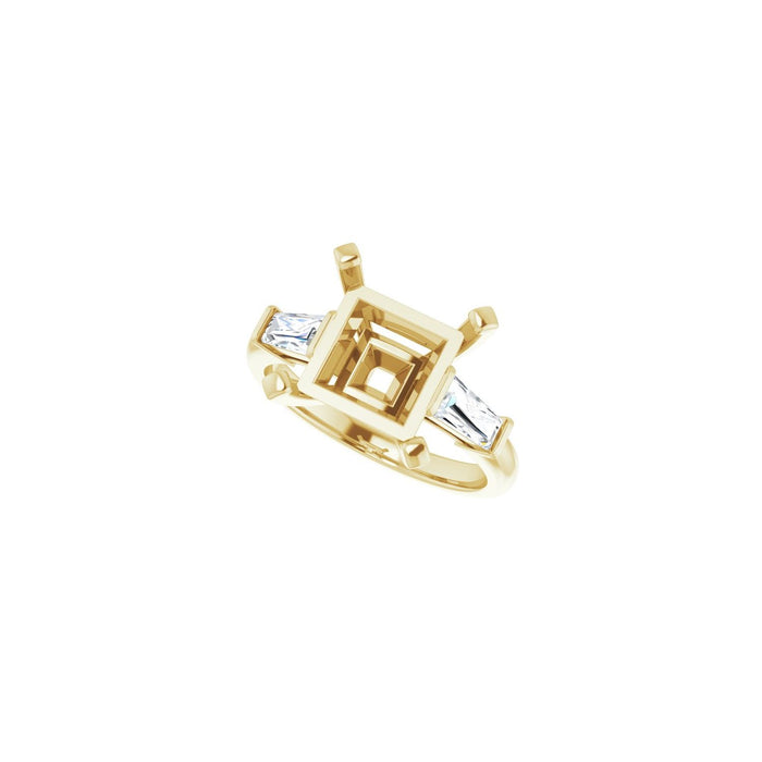 14K Yellow Gold 9x9 mm Square 1/2 CTW Lab-Grown Diamond Semi-Set Engagement Ring