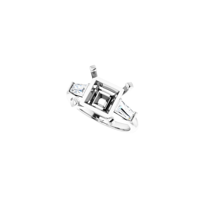 14K White Gold 9x9 mm Square 1/2 CTW Lab-Grown Diamond Semi-Set Engagement Ring