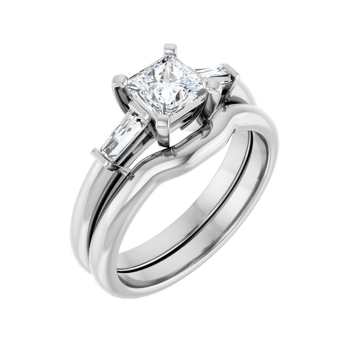 14K White Gold 5x5 mm Square 1/5 CTW Lab-Grown Diamond Semi-Set Engagement Ring