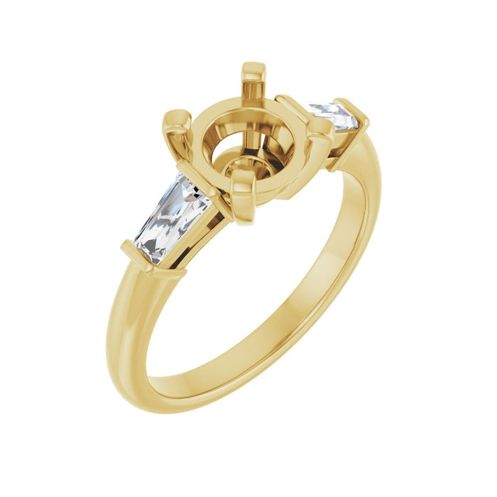 14K Yellow Gold 7.4 mm Round 1/3 CTW Lab-Grown Diamond Semi-Set Engagement Ring