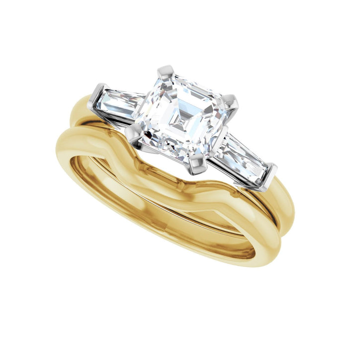 14K Yellow/White Gold 6x6 mm Asscher 1/5 CTW Lab-Grown Diamond Semi-Set Engagement Ring