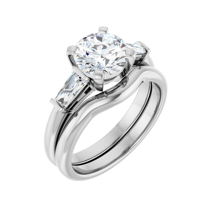 Platinum 7.4 mm Round 1/3 CTW Lab-Grown Diamond Semi-Set Engagement Ring