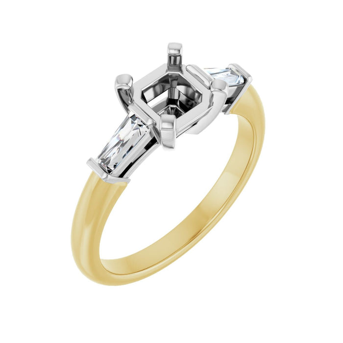 14K Yellow/White Gold 6x6 mm Asscher 1/5 CTW Lab-Grown Diamond Semi-Set Engagement Ring