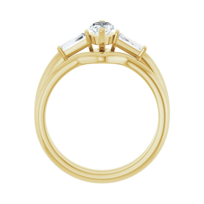14K Yellow Gold 8x4 mm Marquise 1/5 CTW Lab-Grown Diamond Semi-Set Engagement Ring