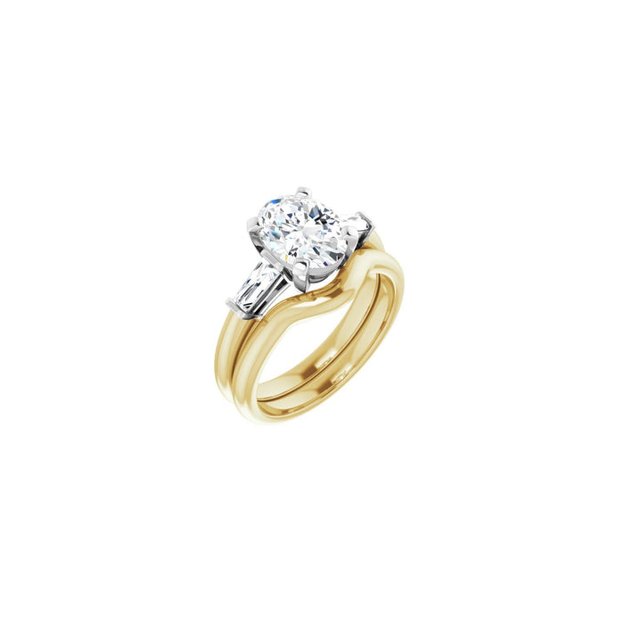 14K Yellow/White Gold 9x7 mm Oval 1/5 CTW Lab-Grown Diamond Semi-Set Engagement Ring